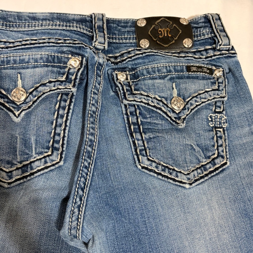 Miss Me Blue Bootcut flare Jeans with rhinestone details on the back pockets - Picture 6 of 14